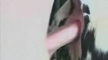 Guy banging a beast's narrow opening in front of the camera