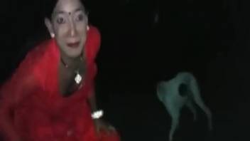 Fiery booty babe captured on camera receiving genuine canine penis in both orifices
