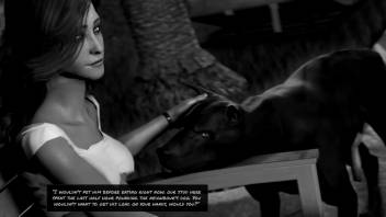 3D adult film featuring a dark-haired teenager who selects bestiality